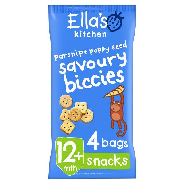 Ella's Kitchen Parsnip & Poppyseed Organic Biccies, 12 mths+ Multipack