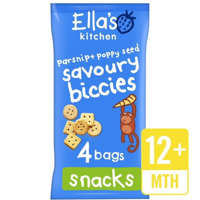 Ella's Kitchen Parsnip & Poppyseed Organic Biccies, 12 mths+ Multipack