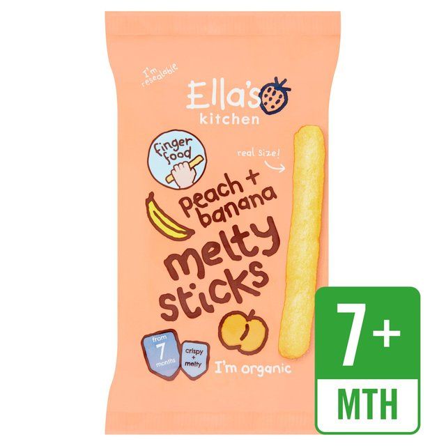 Ella's Kitchen Peach & Banana Melty Sticks Baby Snack 7+ Months   16g