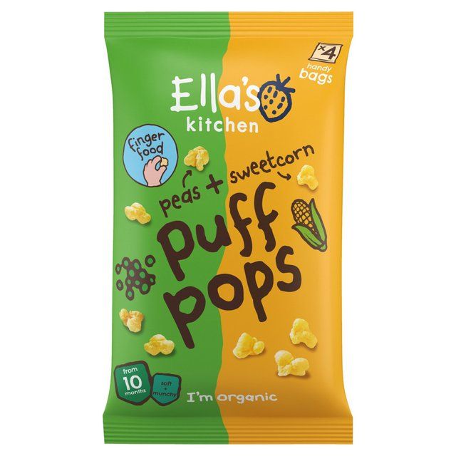 Ella's Kitchen Peas and Sweetcorn Organic Puff Pops, 10 mths+ Multipack