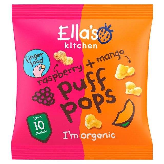 Ella's Kitchen Raspberry &amp;amp; Mango Organic Puff Pops, 10 mths+ Multipack