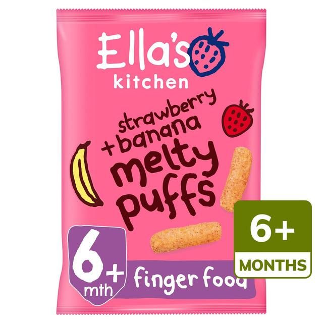 Ella's Kitchen Strawberry & Banana Melty Puffs Baby Snack 6+ Months   20g