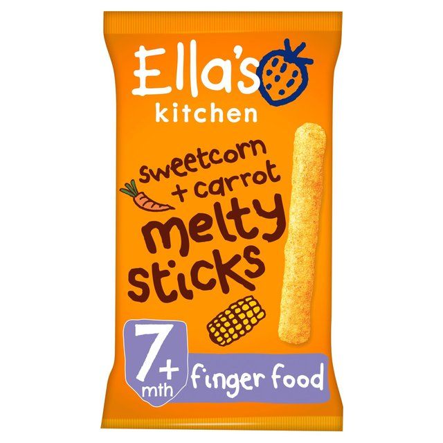 Ella's Kitchen Sweetcorn &amp;amp; Carrot Melty Sticks Baby Snack 7+ Months   16g