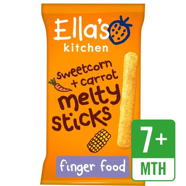 Ella's Kitchen Sweetcorn &amp;amp; Carrot Melty Sticks Baby Snack 7+ Months   16g