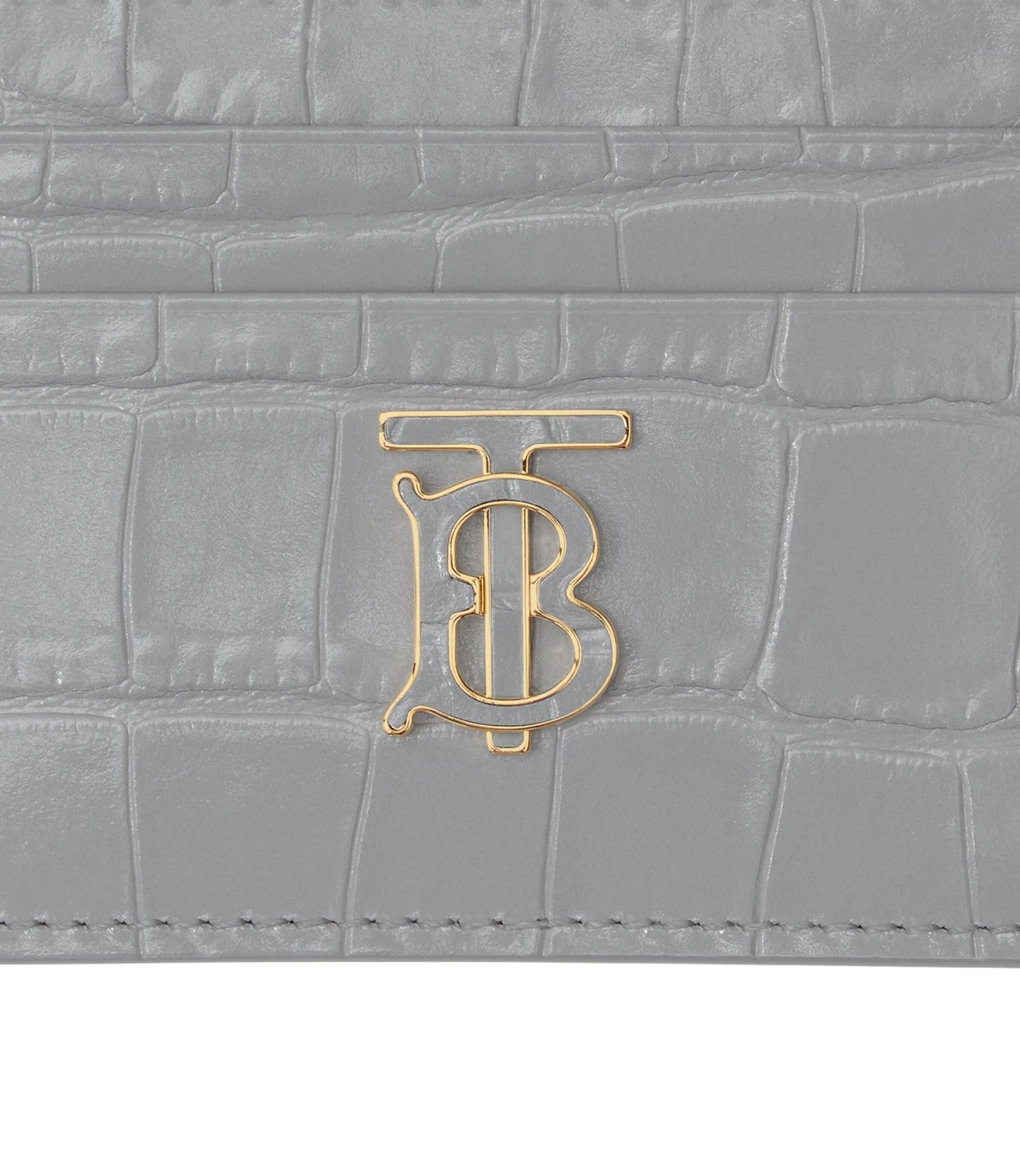 Embossed Leather TB Monogram Card Holder