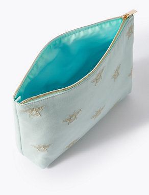 Embroidered Bee Make-Up Bag