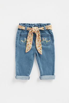 Embroidered Paperbag Jeans