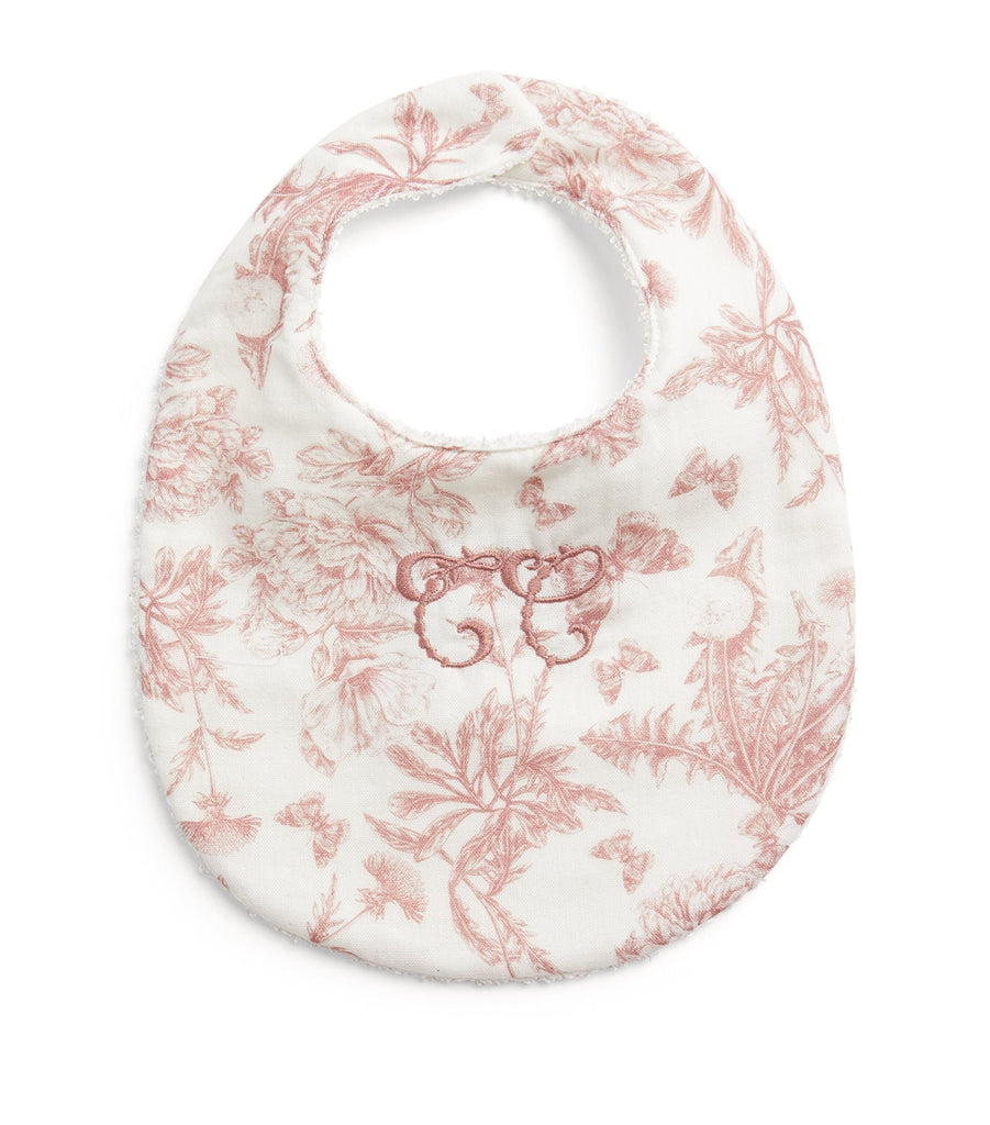 Embroidered Toile de Jouy Bib