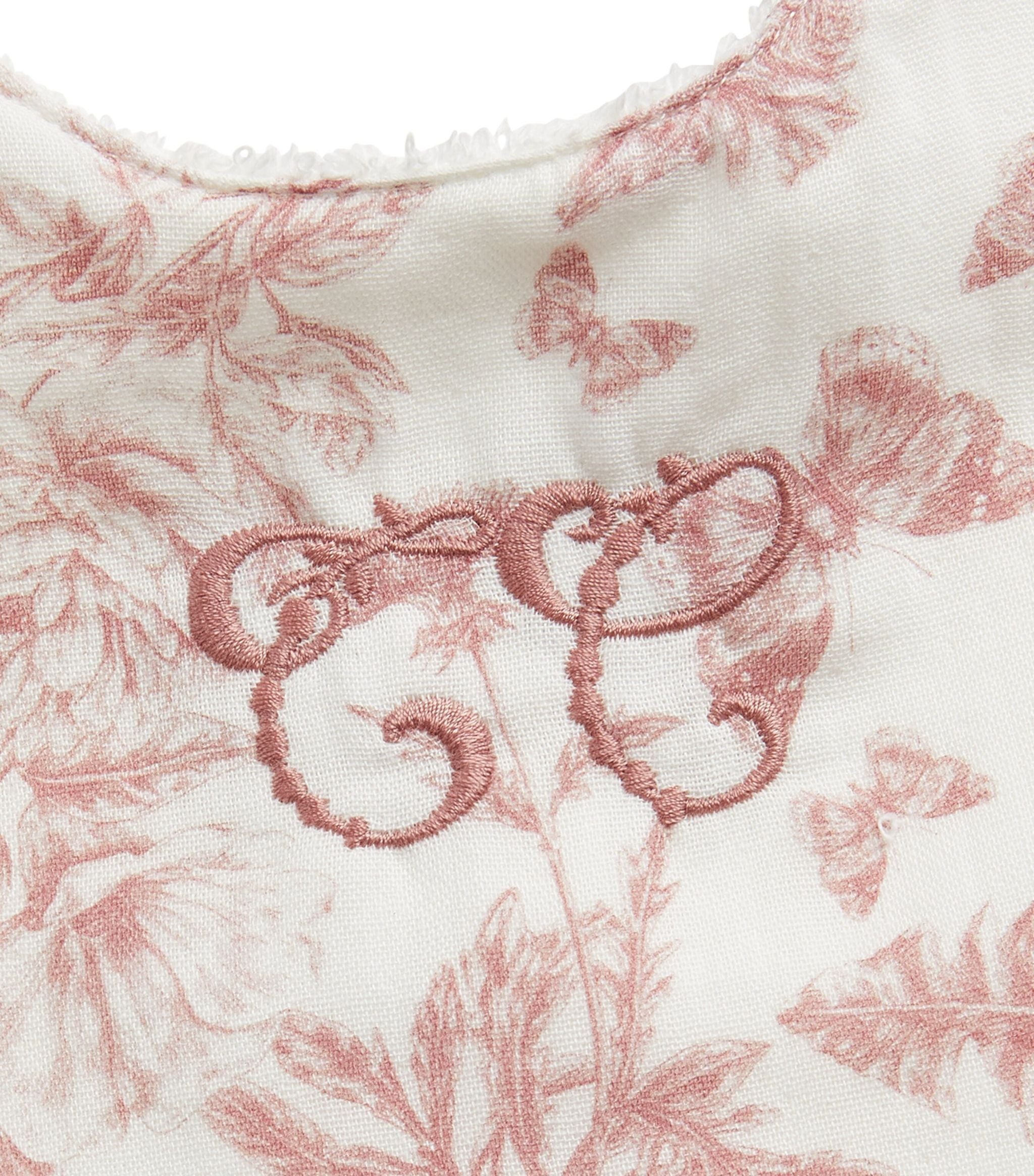 Embroidered Toile de Jouy Bib