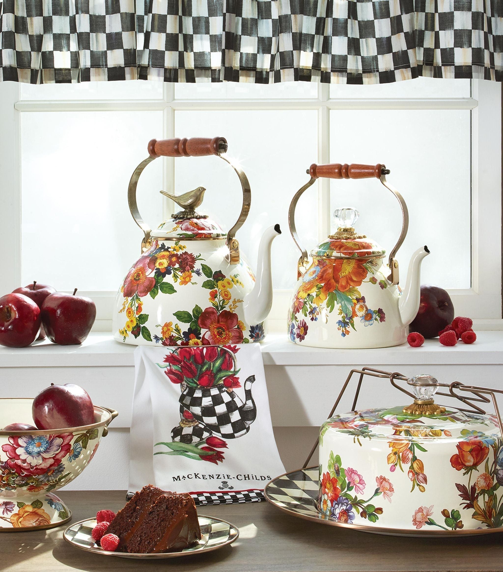 Enamel Flower Market Tea Kettle