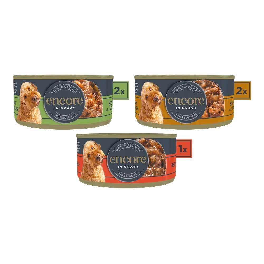 Encore Beef Selection Dog Food Tin 5x156g