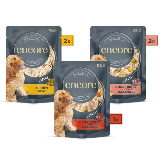 Encore Wet Dog Meat Selection in Jelly Pouch Multi   5 x 100g