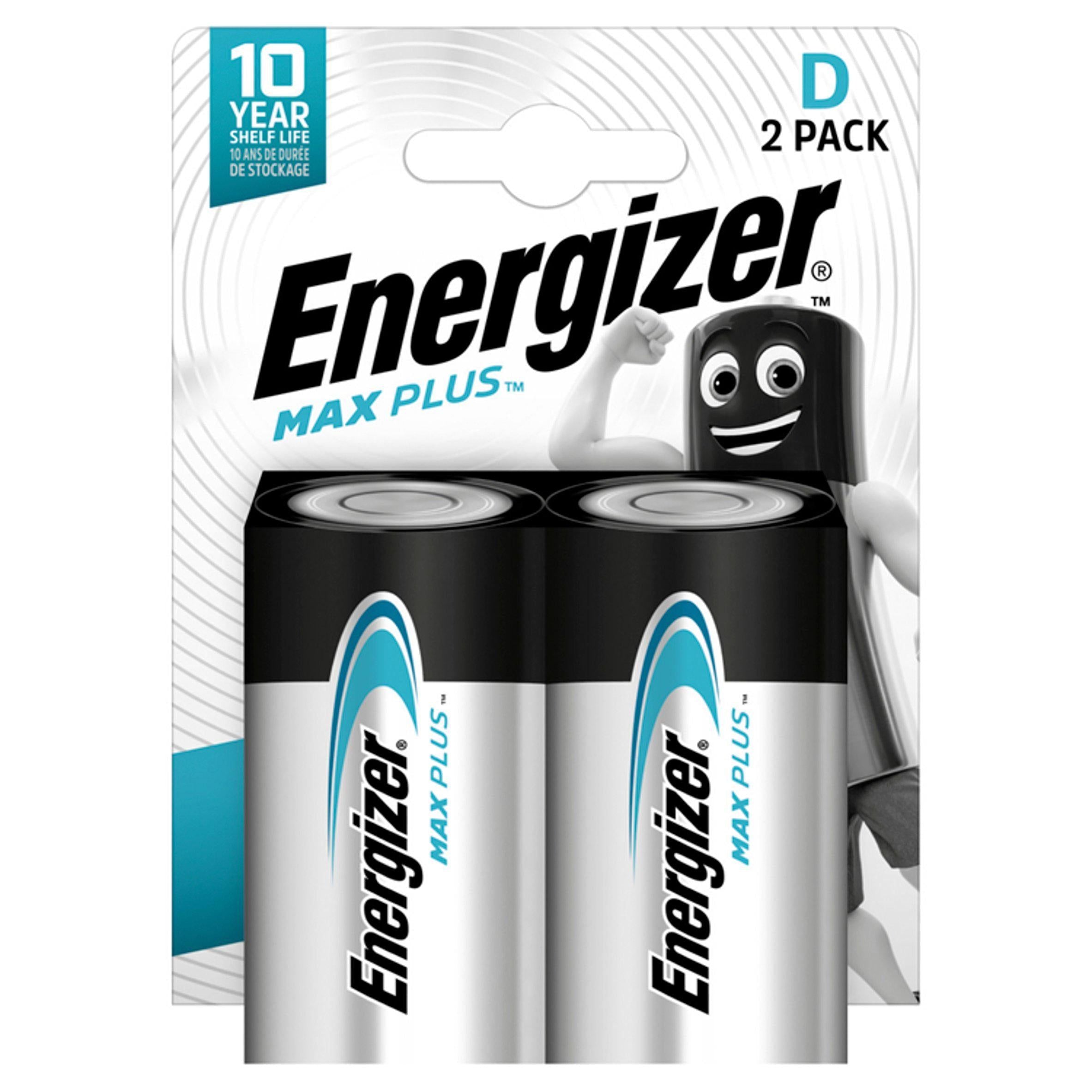 Energizer Max Plus D alkaliske batterier x2