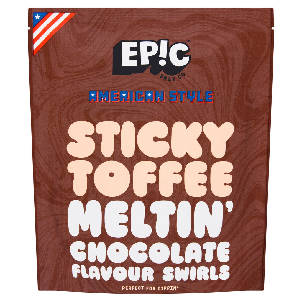 Epic Snax Co. American Style Sticky Toffee Meltin Chocolate Flavour Swirls 100g