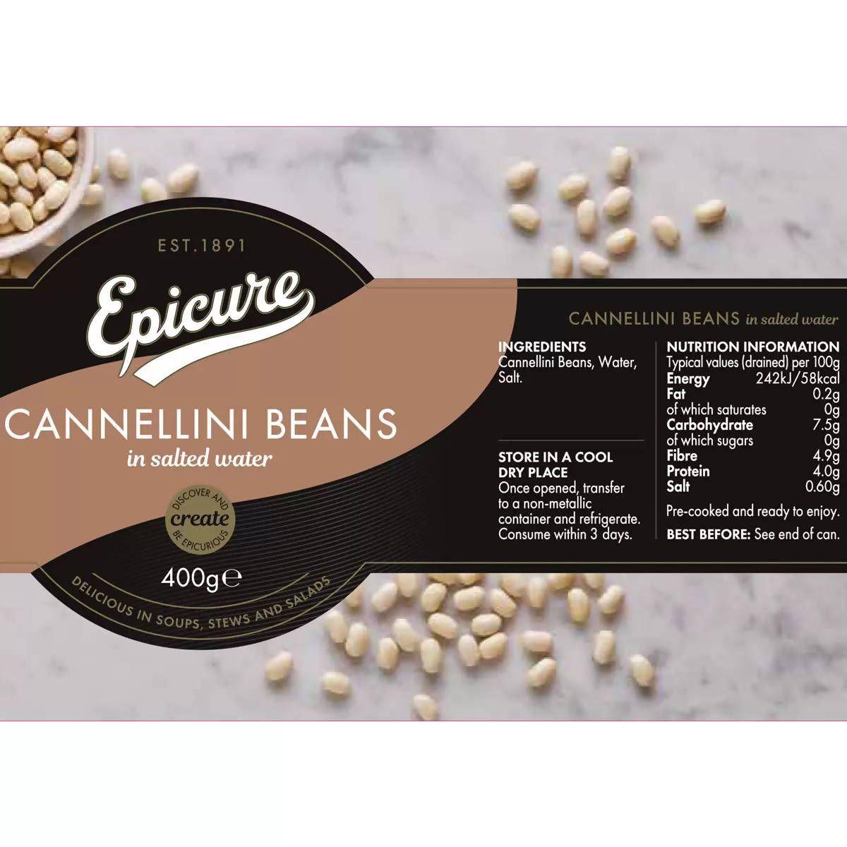 Epicure Cannellini Beans In Water, 6 x 400g