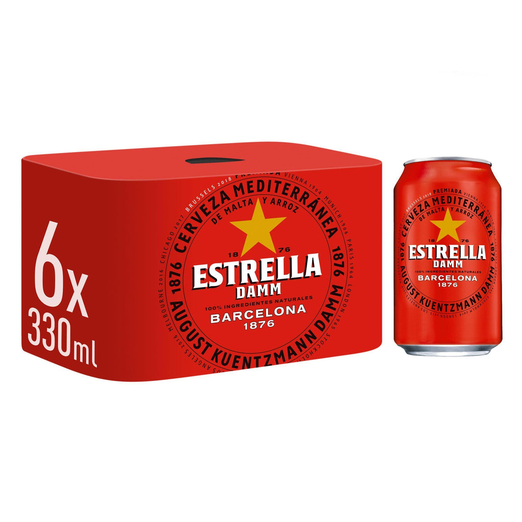 Estrella Damm Lager Beer Cans 6x330ml