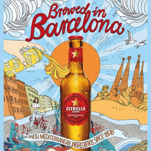 Estrella Damm Premium Lager Beer Bottle   660ml