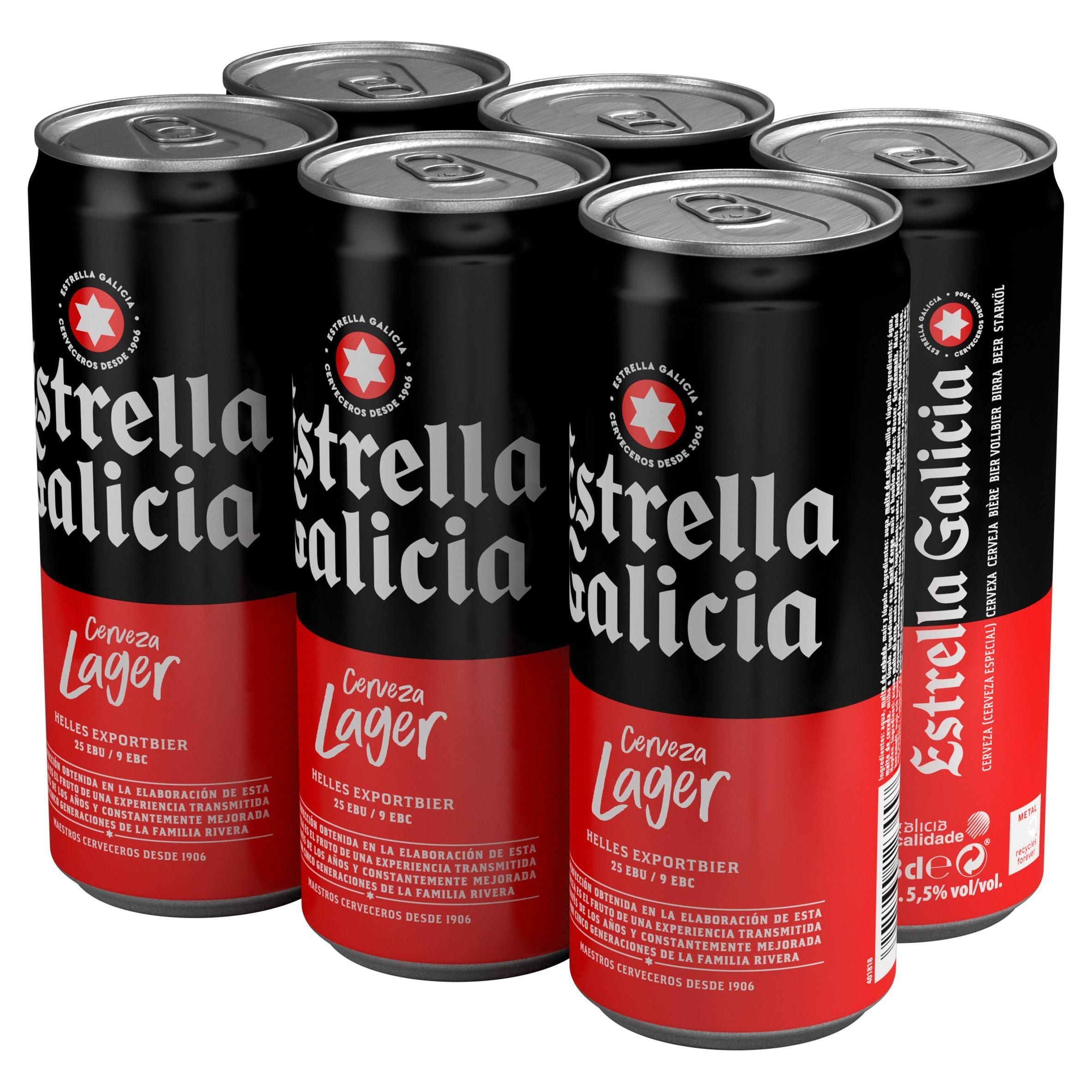 Estrella Galicia Spanish World Lager Beer Cans 6x330ml