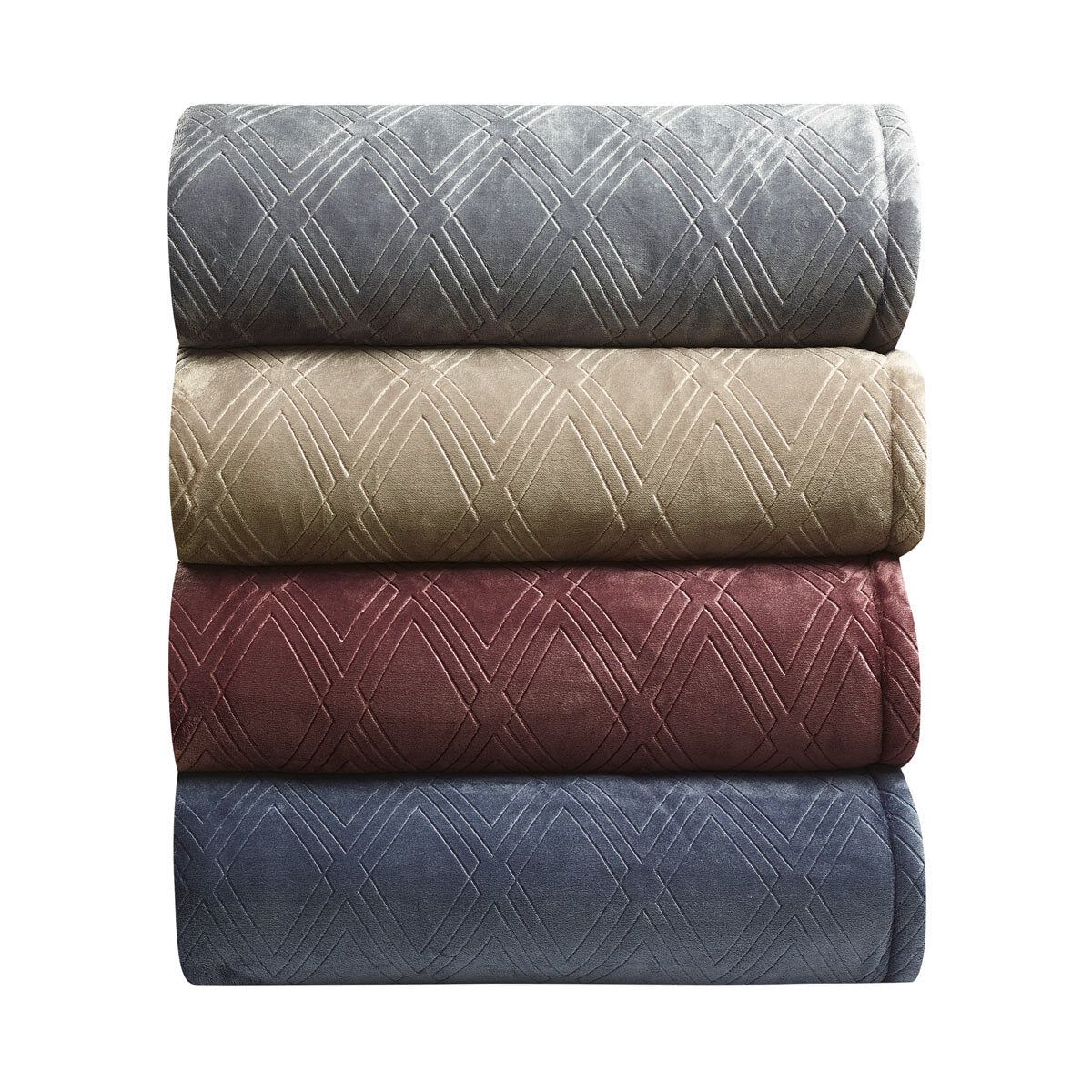 Etched Velvet Sherpa Blanket in 4 colours, 228 x 228 cm