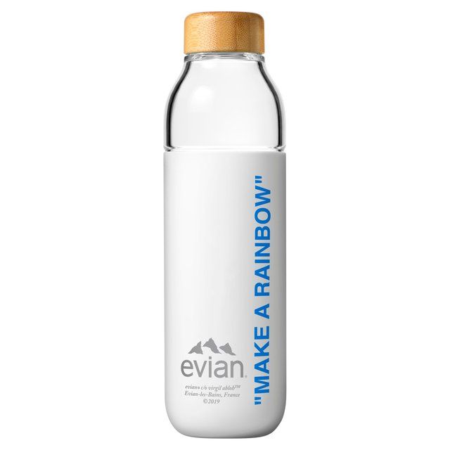 Evian SOMA Travel Glass Water Bottle Designer Light Blue   500ml