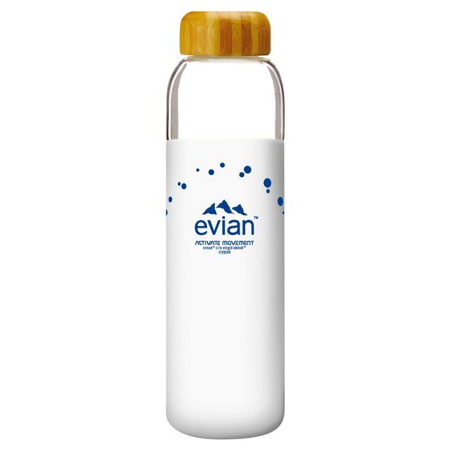 Evian SOMA Travel Glass Water Bottle Designer White