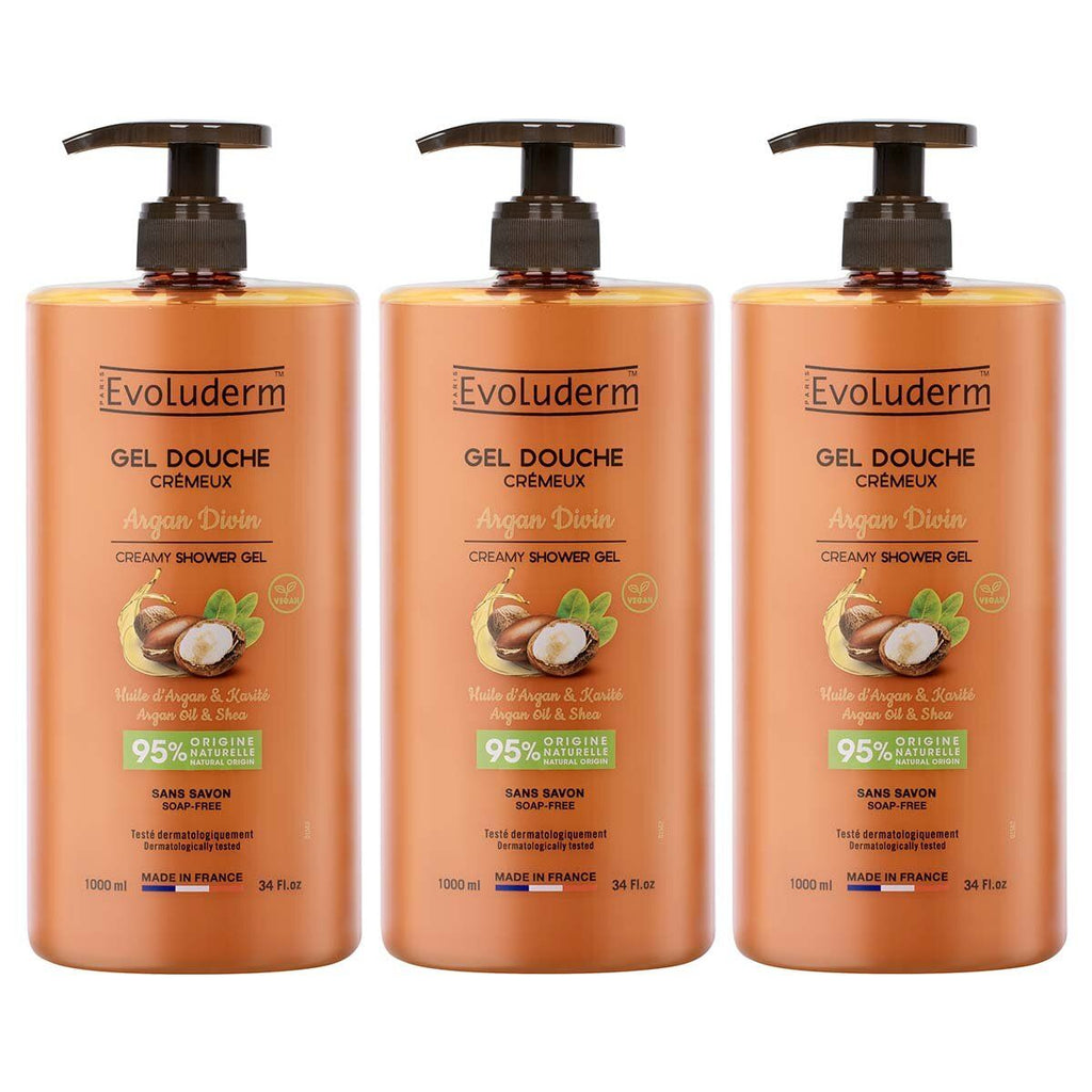 Evoluderm Argan Oil Shower Gel, 3 x 1L