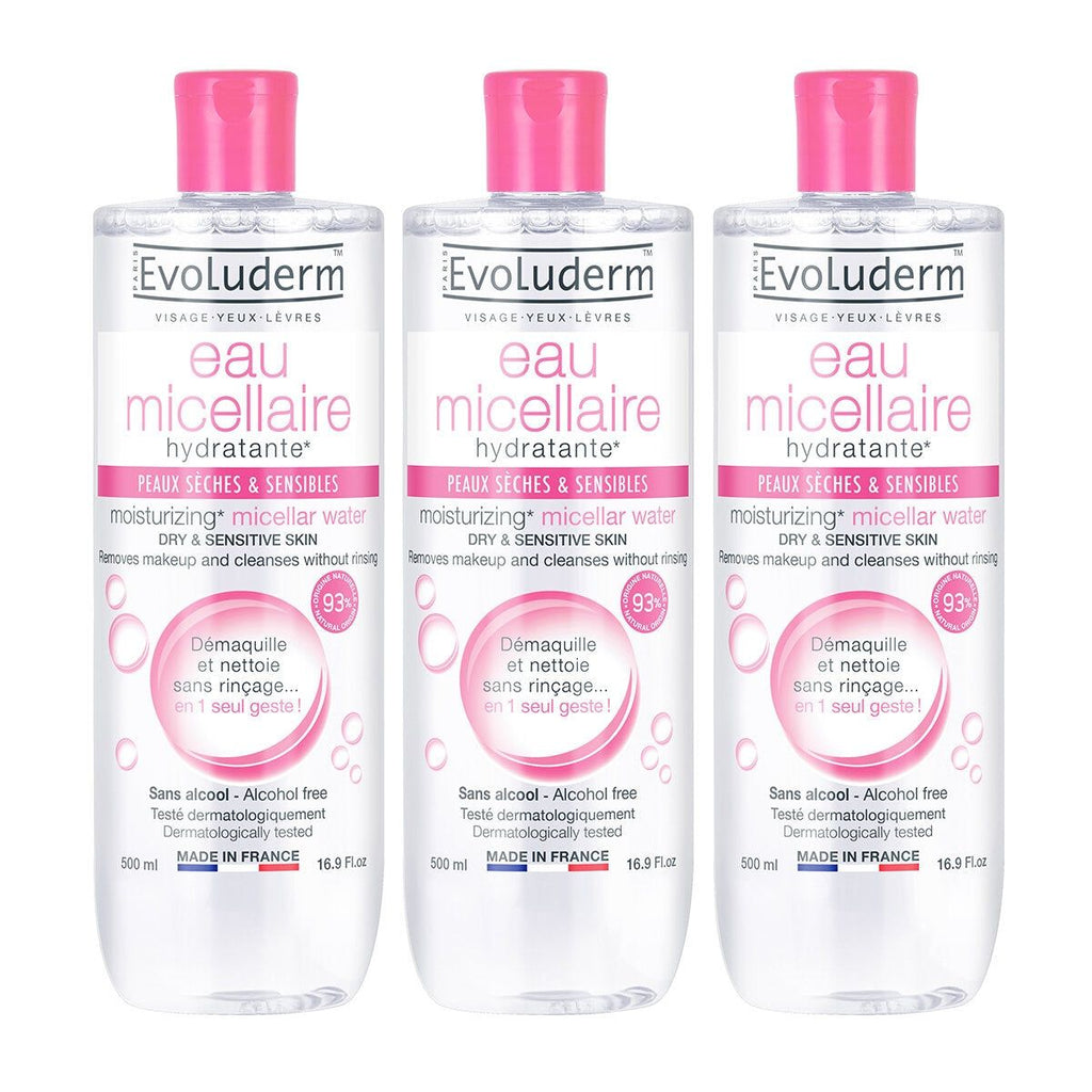 Evoluderm Micellar Water, 3 x 500ml