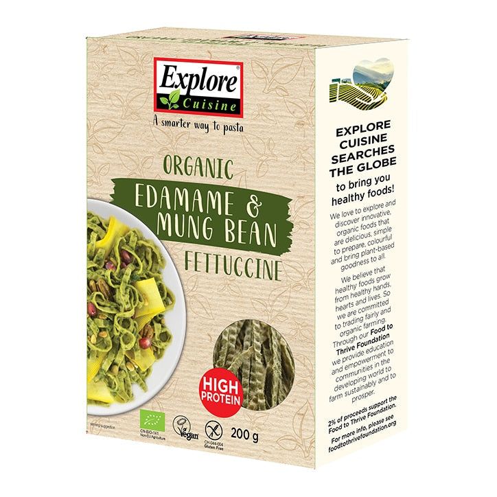 Explore Cuisine Organic Gluten Free Edamame &amp;amp; Mung Bean Fettuccine 200g