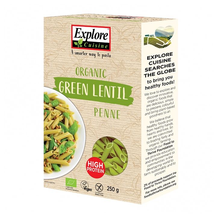 Explore Cuisine Organic Green Lentil Penne 250g