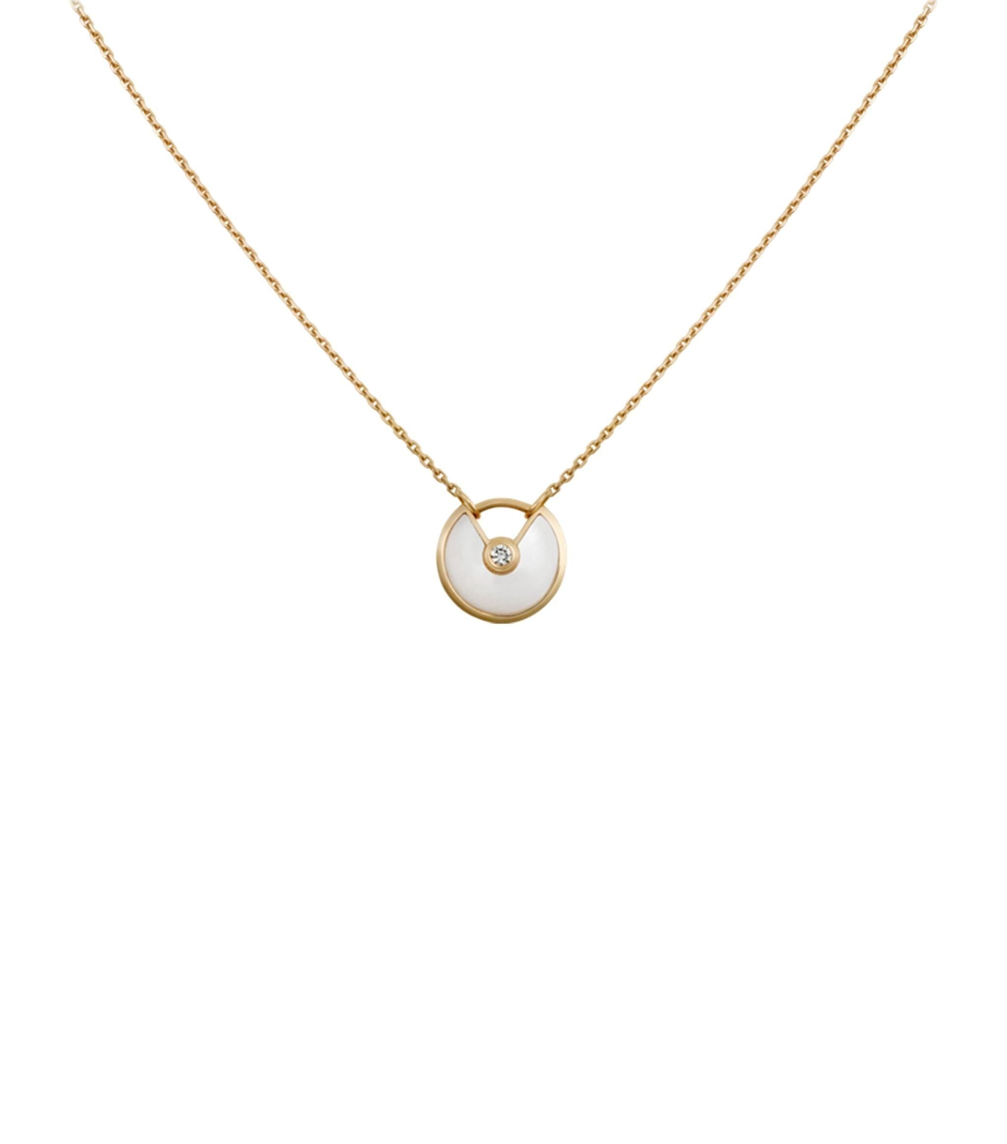 Extra Small Yellow Gold and Mother-of-Pearl Amulette de Cartier Necklace