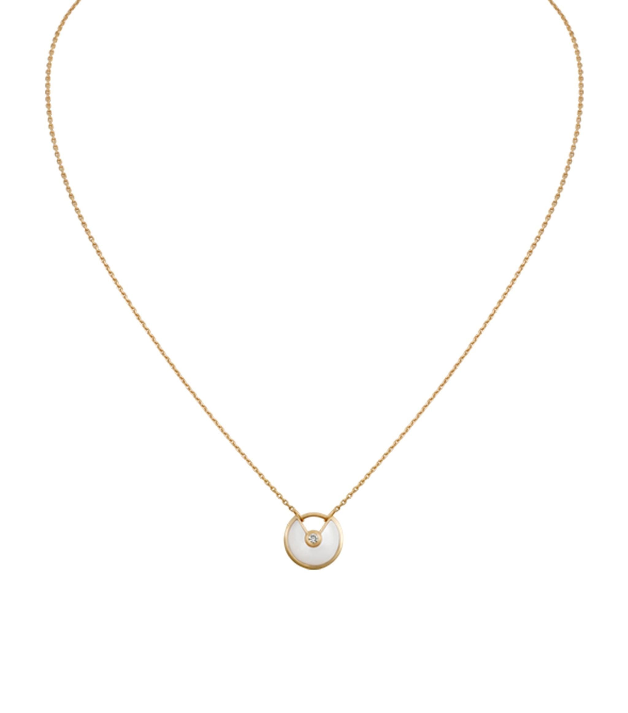 Extra Small Yellow Gold and Mother-of-Pearl Amulette de Cartier Necklace