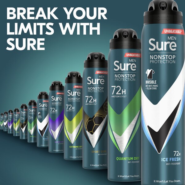 Sure Men Antiperspirant Deo Aerosol Nonstop Invis Ice 250ml