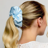 Silver Cloud Satin+ Oversized Scrunchie Santorini Blue, UK version