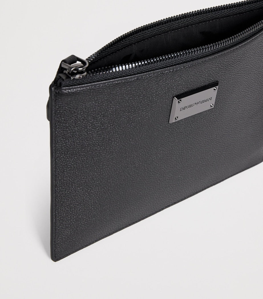 Emporio Armani grained leather logo pouch (British brand)