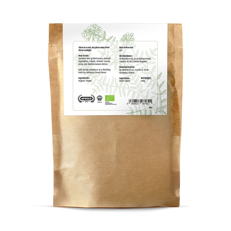 APSOGO organic dried thyme 200g (British brand)
