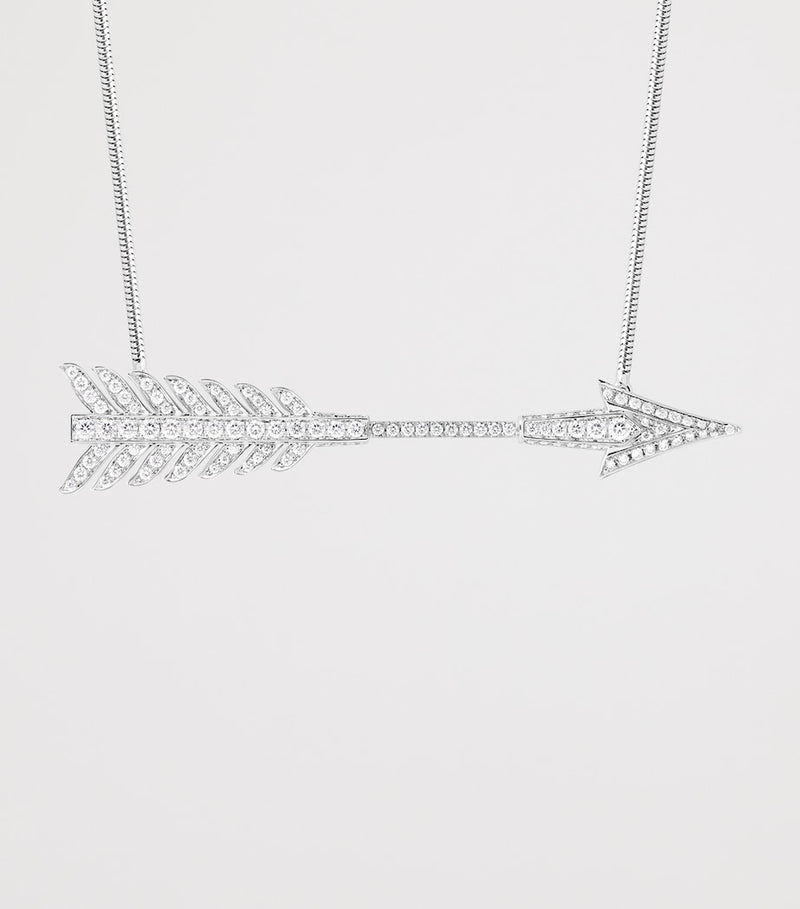 Boucheron white gold diamond Flèche pendant necklace, imported from the UK