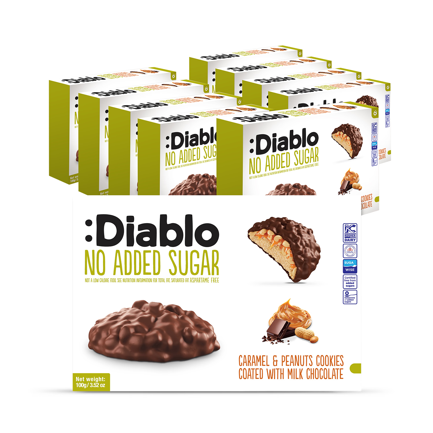 Diablo no added sugar cookies caramel peanut 100g - British product