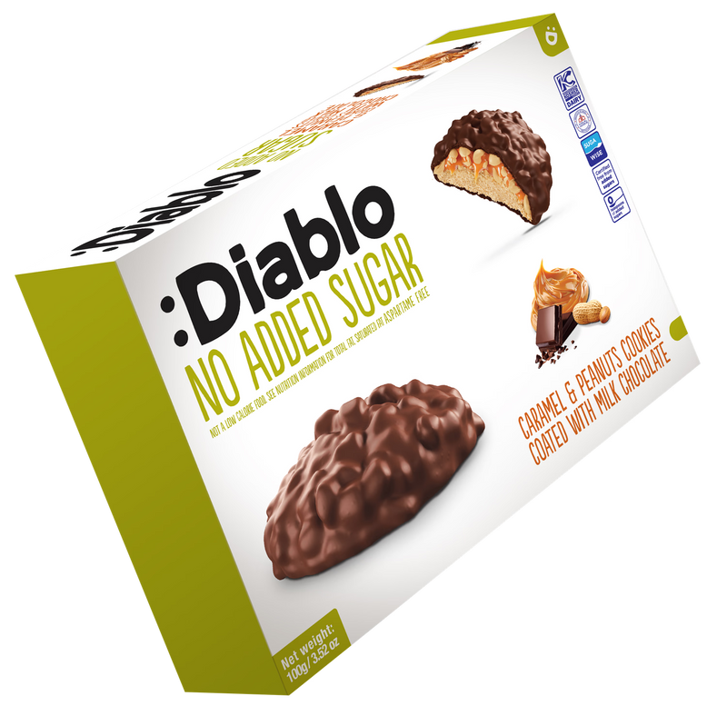 Diablo no added sugar cookies caramel peanut 100g - British product