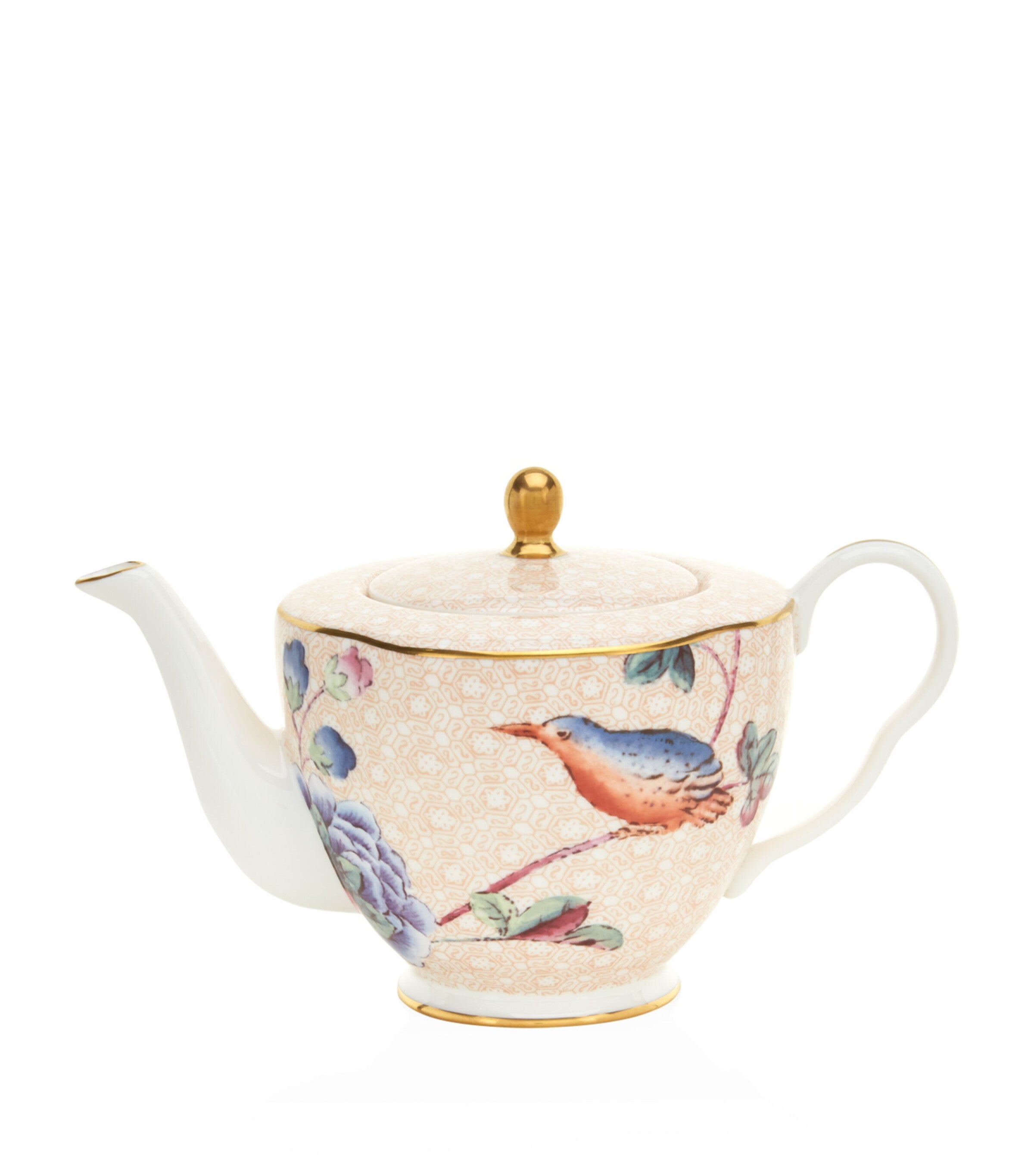 Wedgwood small teapot with floral print and gold accents (British brand)
