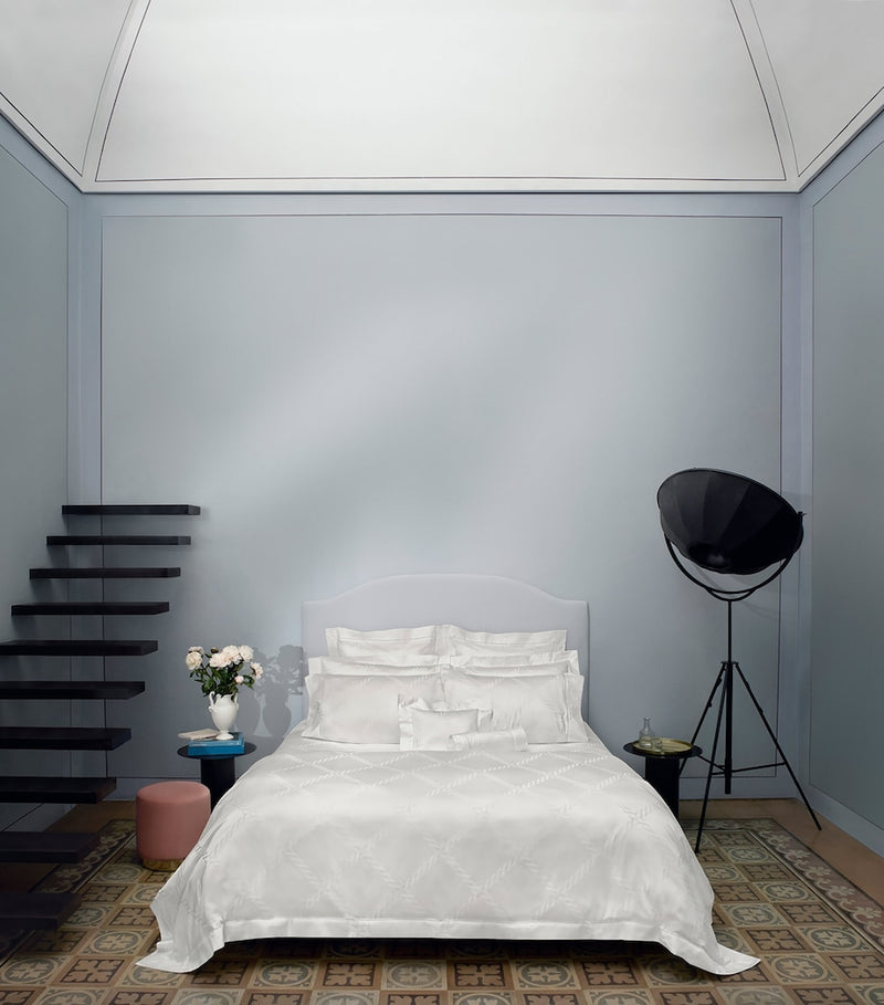 Super King Duvet Cover in Egyptian Cotton with Braid Embroidery, 260cm x 220cm