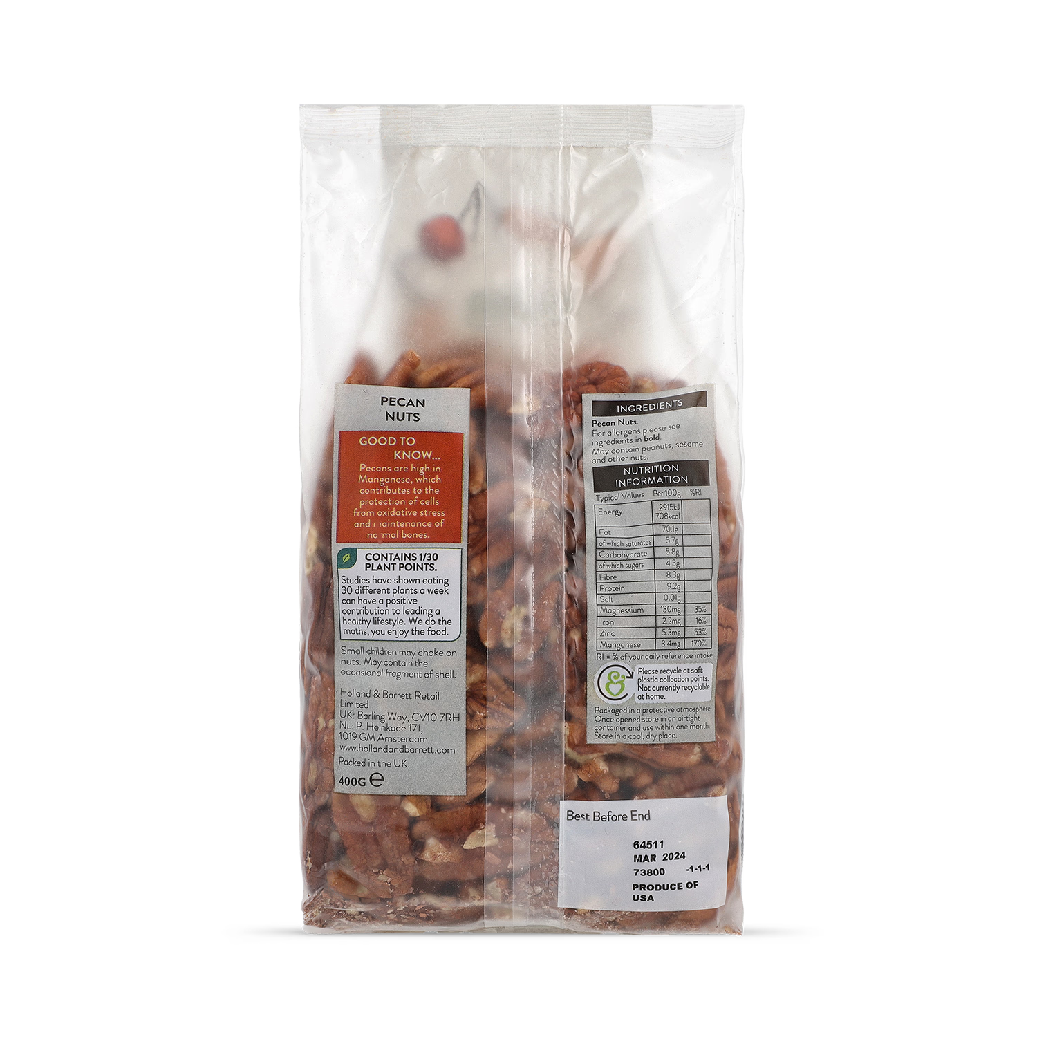Holland & Barrett Pecan Halves 400g, UK version