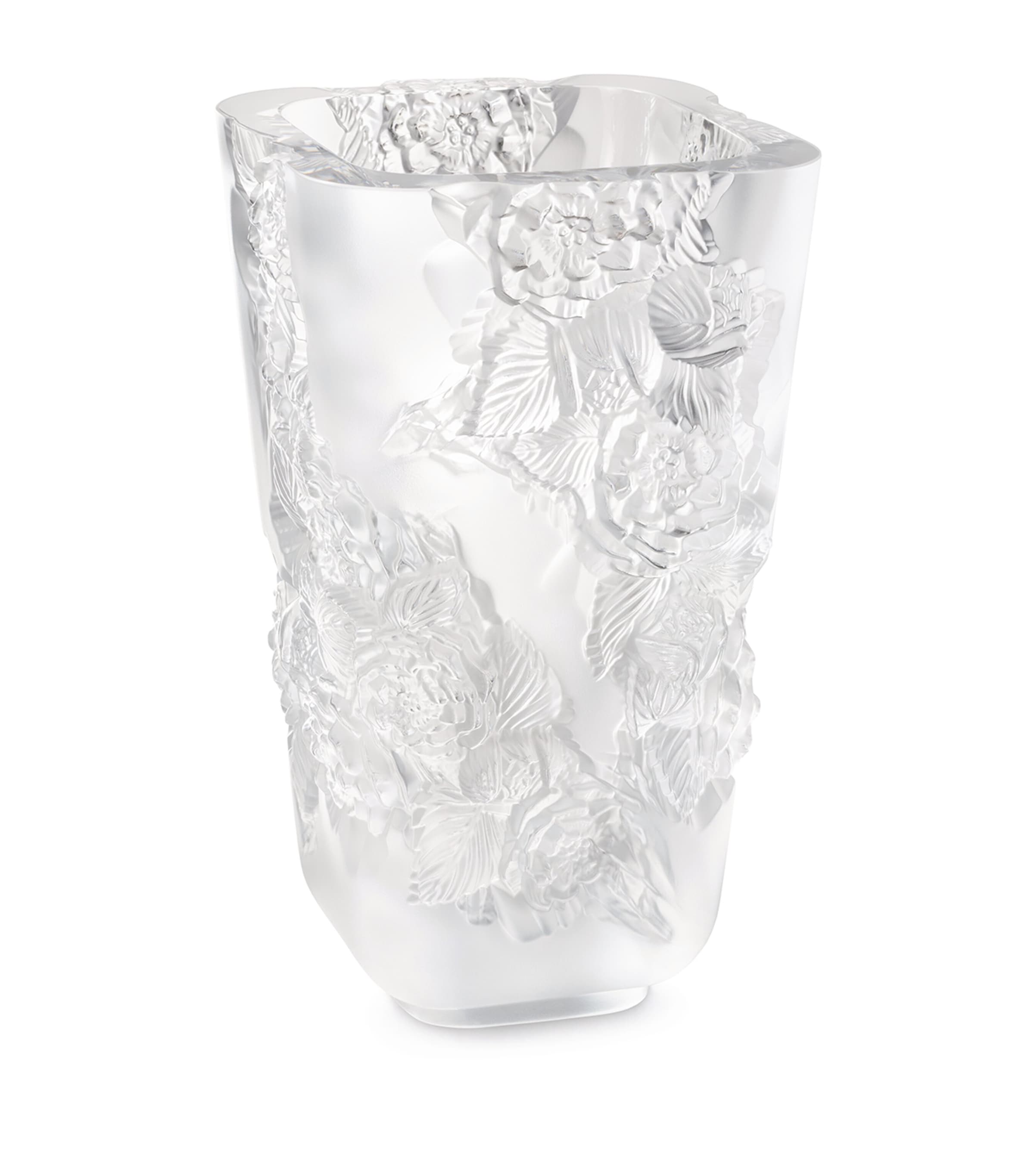 Lalique crystal Pivoines vase 35cm, UK version