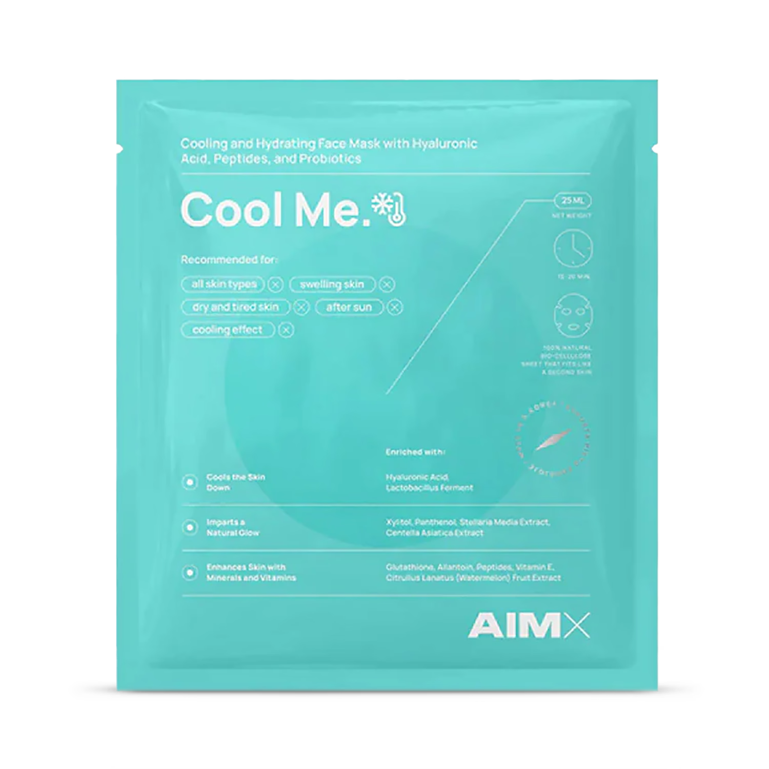 AimX hydrating cooling face mask with probiotics Cool Me 25ml (British brand)