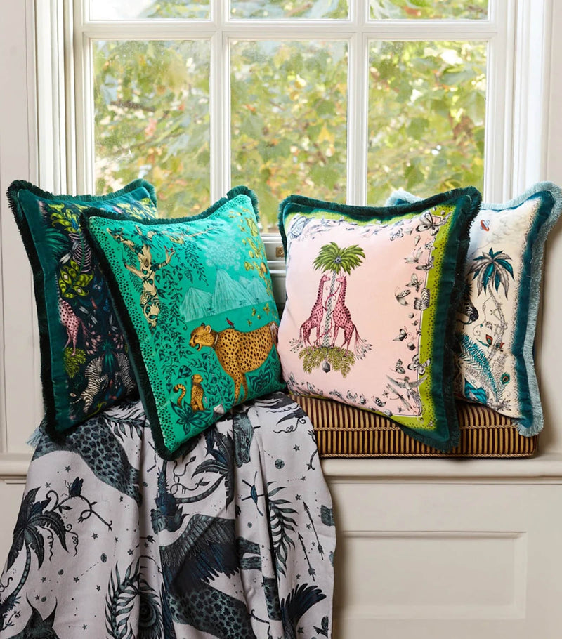 Emma J Shipley velvet cheetah cushion 45cm x 45cm - British product