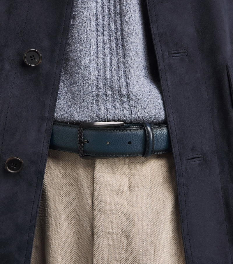 Elliot Rhodes grained leather belt 3.5cm, imported from the UK