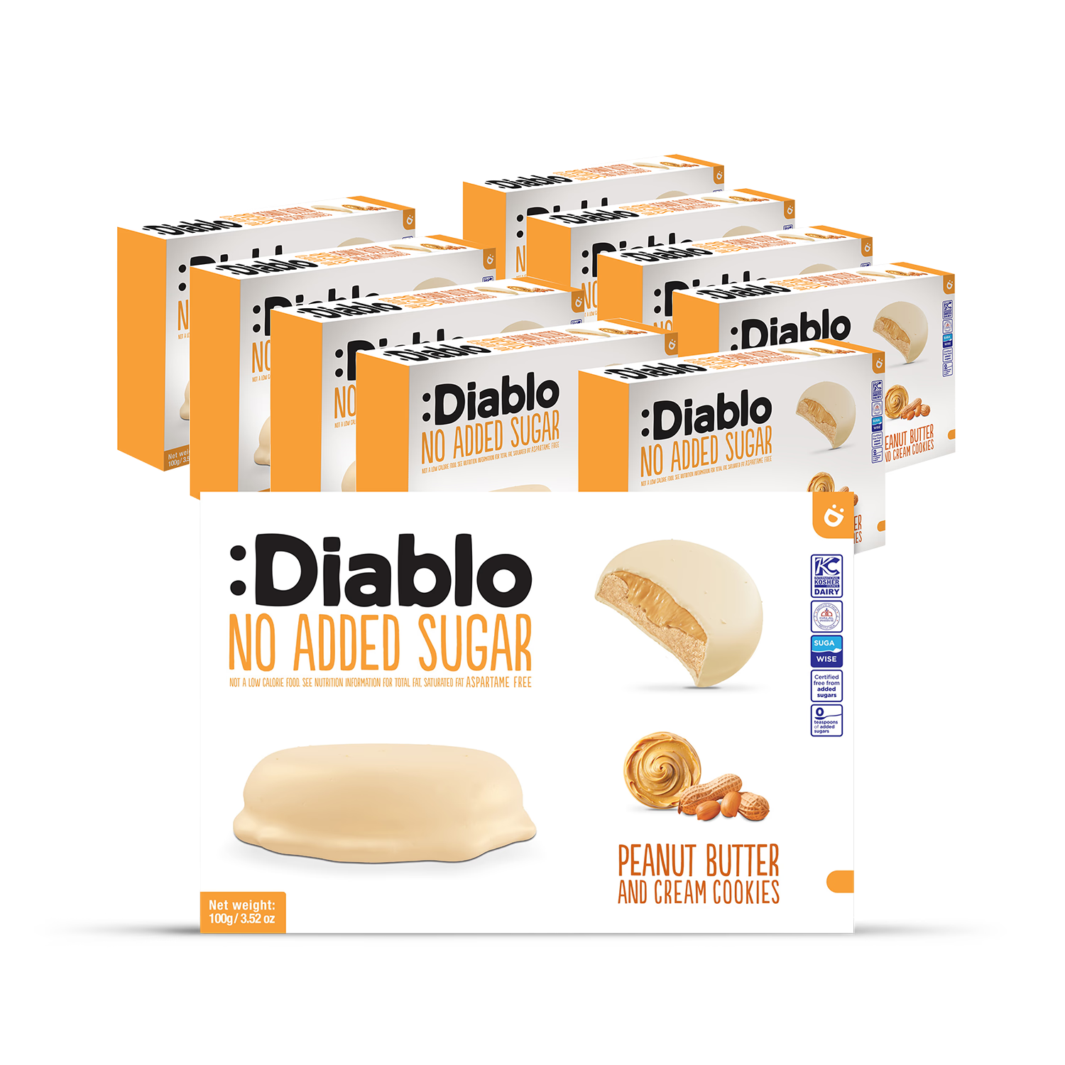 Diablo no added sugar peanut butter cookies 100g (British brand)