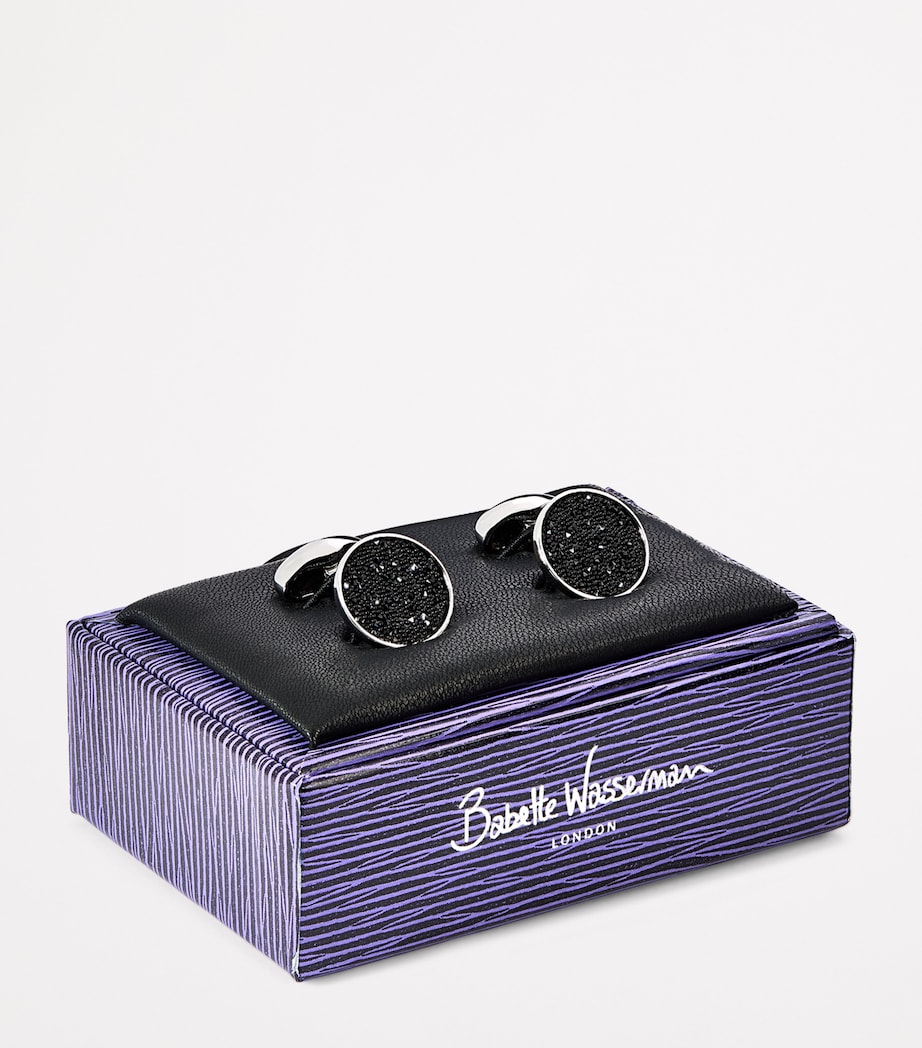 Babette Wasserman Moondust round cufflinks 1.8cm, imported from the UK