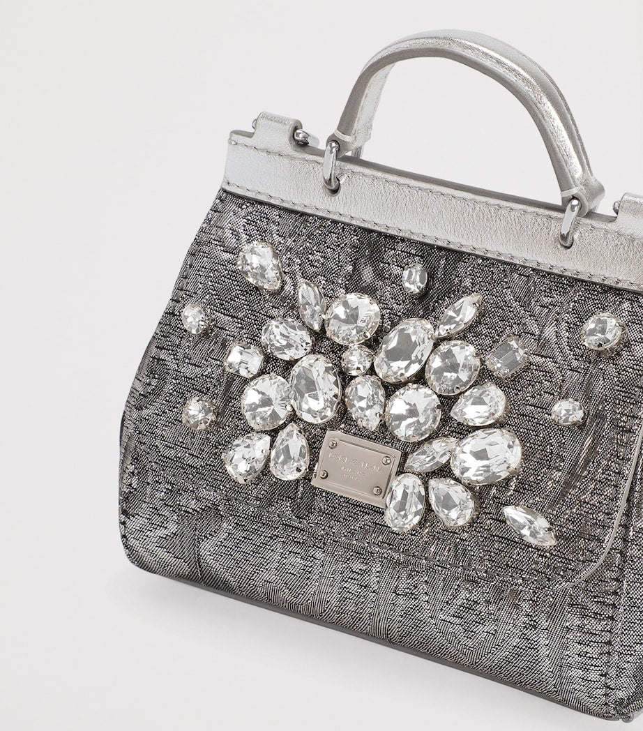 Dolce&Gabbana Kids crystal embellished leather top-handle bag, imported from the UK