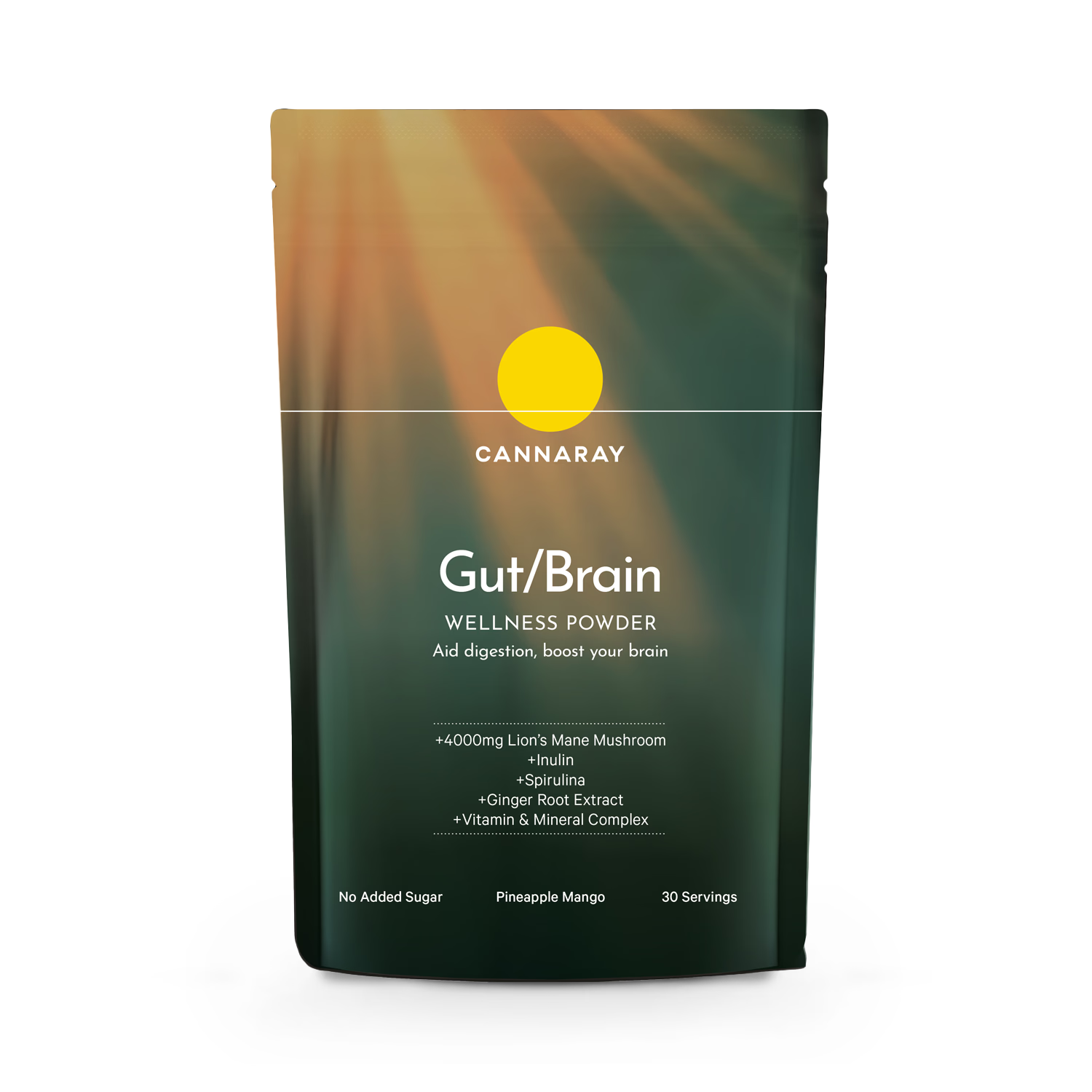 Cannaray gut brain wellness powder pineapple mango 150g, UK version