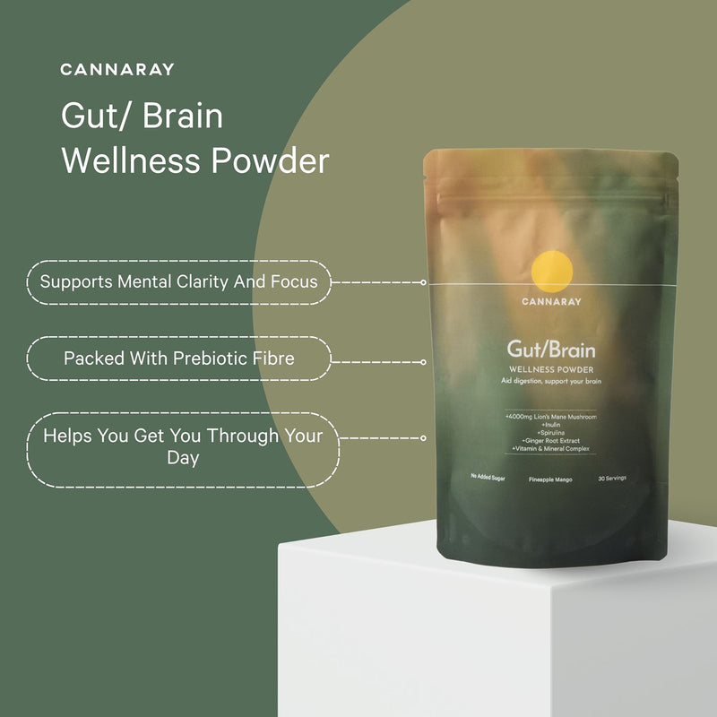 Cannaray gut brain wellness powder pineapple mango 150g, UK version